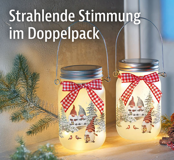2er-Pack LED-Glasleuchten �Wichtelwald�