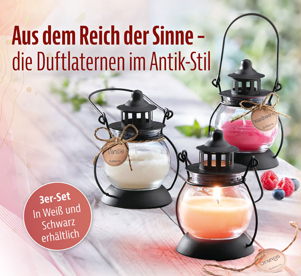 3er-Set Duftkerzen in Mini-Laternen