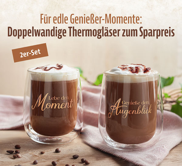 2er-Set Doppelwandige Thermo-Gl�ser XXL mit Goldschrift