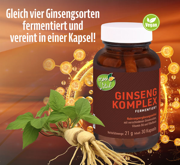 Kopp Vital �  Ginsengkomplex fermentiert Kapseln / 4 Ginsengsorten als Extrakte nicht nur Pulver