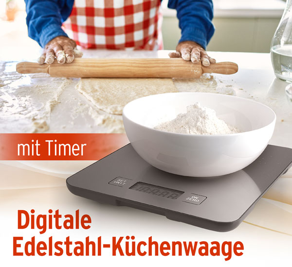 Digitale Edelstahl-K�chenwaage mit Timer&nbsp;bis 15 kg