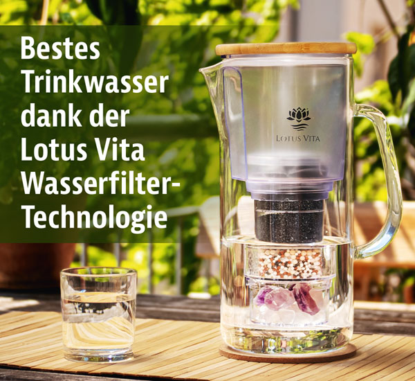 Lotus Vita Glas-Filterkanne ENYA mit Bambusdeckel und edlem Griff - F�r Bastler