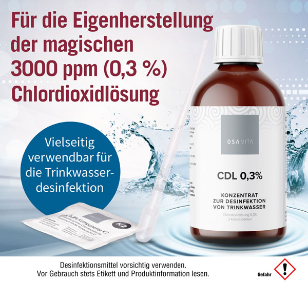 OSA VITA� CDL 0,3 % inklusive Pipette / Chlordioxid / 3000 ppm / Trinkwasserdesinfektion