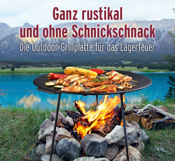Outdoor-Grillplatte mit drei Beinen - Wie neu