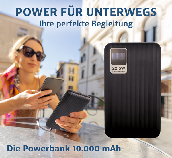 Powerbank 10.000 mAh mit integriertem USB-C-Ladekabel - Wie neu