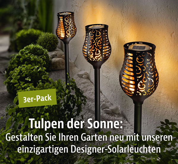 3er-Pack Solar-Gartenstecker �Tulip Flame�