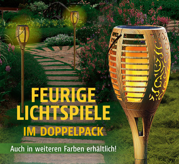 2er-Pack Solar-Gartenstecker �Flame� - Sehr gut
