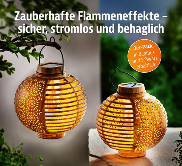 2er-Pack Solar-Laternen �Flame�