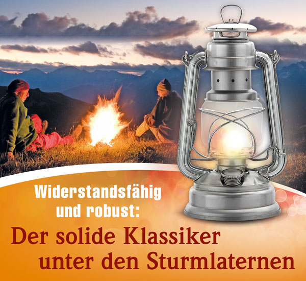 Sturmlaterne verzinkt f�r Lampen�l und Petroleum / Tankf�llung: ca. 250 ml (200g) Lampen�l / Brenndauer ca. 20 Stunden