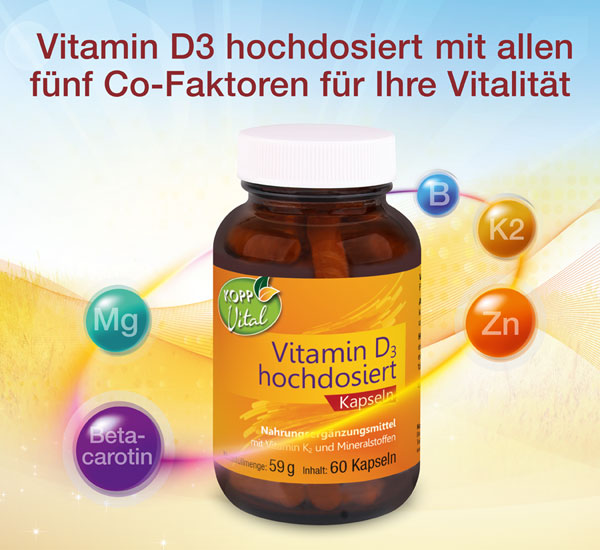 Kopp Vital �  Vitamin D3 hochdosiert 10.000 IE mit&nbsp;Magnesium, Bor (Borax), Betacarotin, Vitamin K2 und Zink