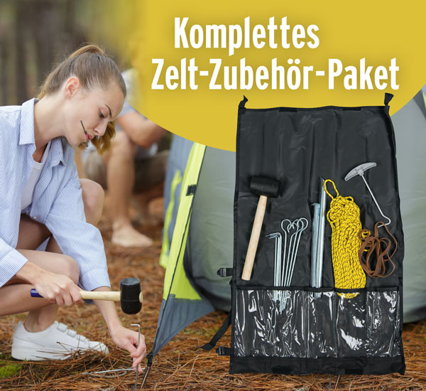 Zeltzubeh�r-Set (Heringe, Hammer, Leine, etc.)